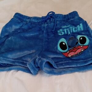 Disney Girls Small Blue Fuzzy Stitch Kids Shorts
